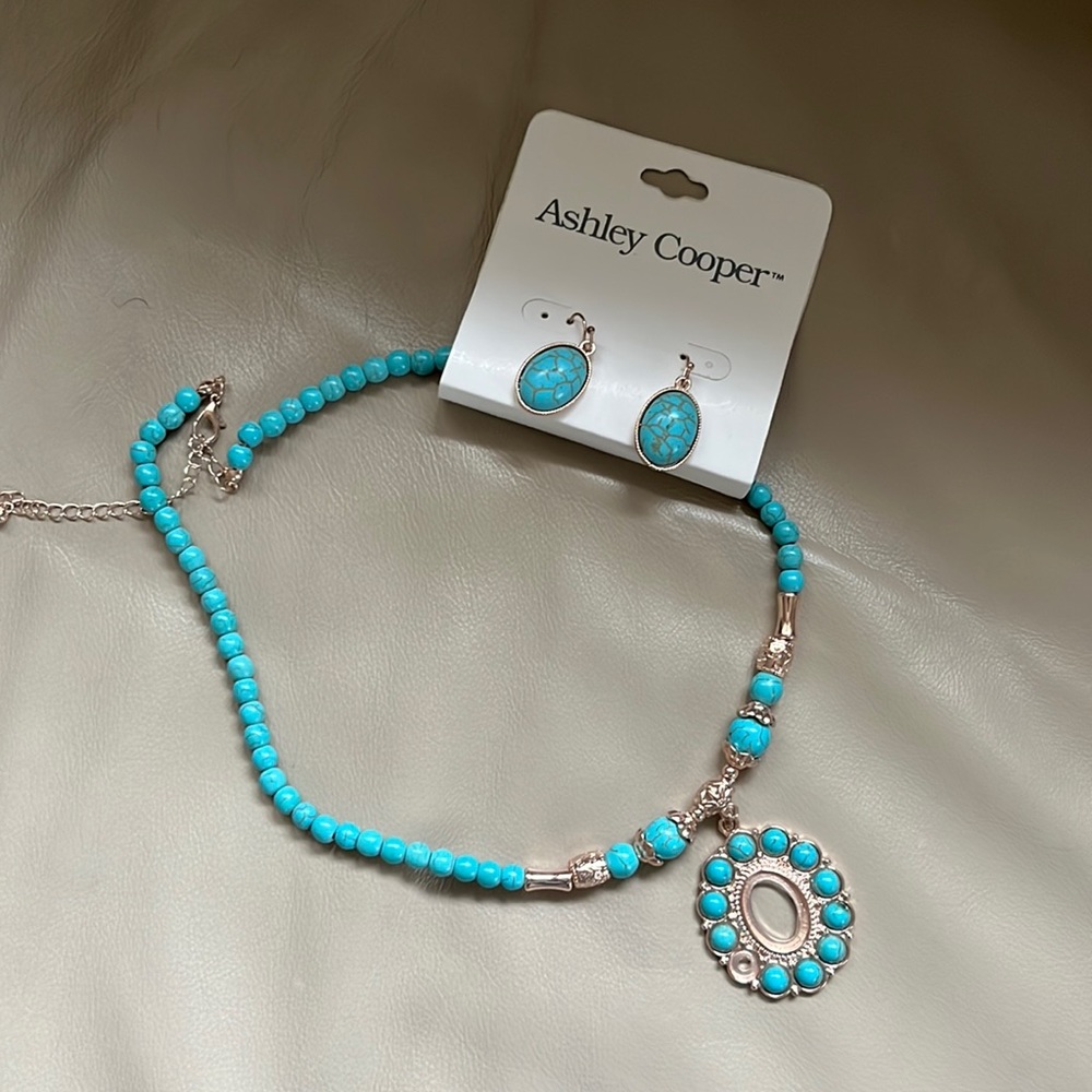 💚 Aqua necklace/earring set